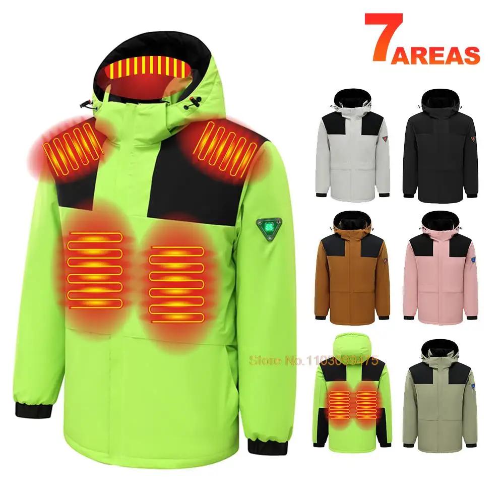 남녀공용 자체 가열 재킷, 겨울 스키 재킷, USB 전기 온열 의류, 캠핑 하이킹, 7 개 지역 온열 코트
